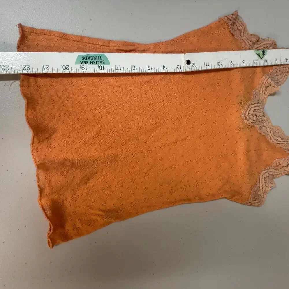 Polo Jeans Company Women's M Vintage Y2K Orange Lace Trim‎ Tank Camisole Rare - Picture 4 of 5